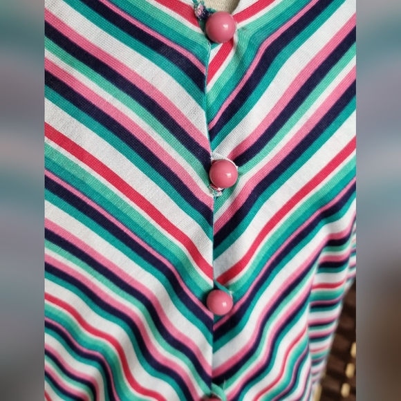 Vintage 70s Stripy Midi Dress fits size 10/12 - Picture 4 of 5